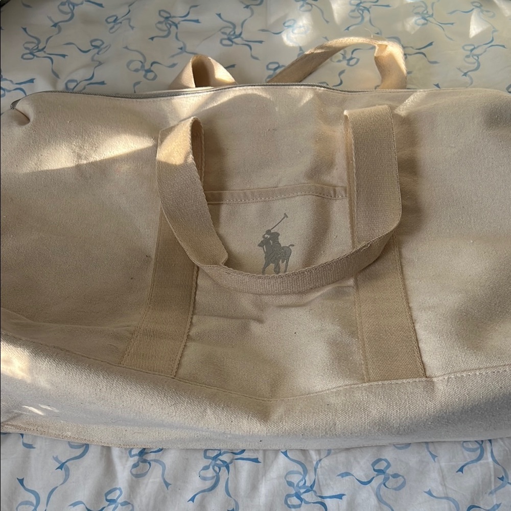 Polo by Ralph Lauren Cream Canvas Tote Bag